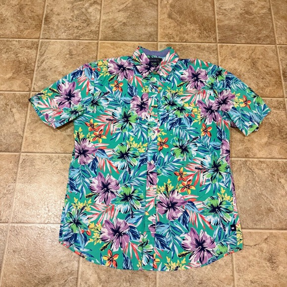 Crown Ivy Classic Fit Men's Medium Short Sleeve Button Down Shirt Tropical Print - Picture 4 of 12